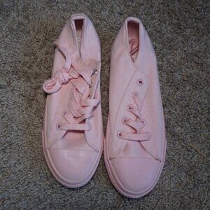 Pastel Pink Canvas Lace-Up Sneakers Size 8/9